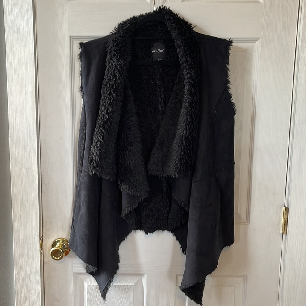 Vegan Suede and Fur Asymmetrical Vest